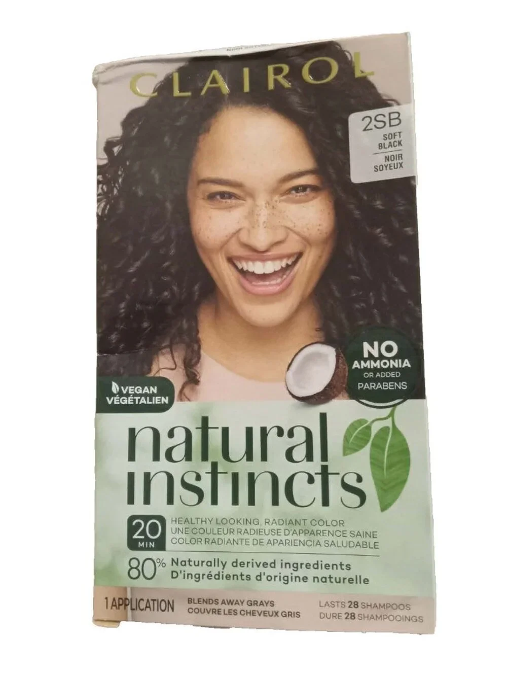 Clairol, Natural Instincts, 2SB, Soft Black, Hair Dye-